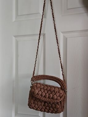 Hand Crafted Brown Woven Crossbody Bag